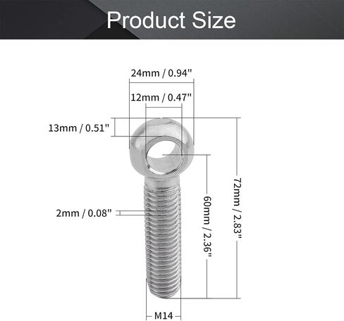 MroMax M8x70mm Machinery Shoulder Swing Lifting Eye Bolt 304 Stainless Steel Metric Thread Silver 2pcs in Saudi Arabia