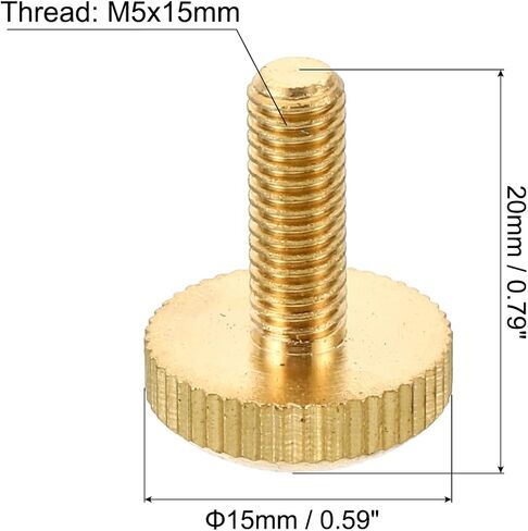 PATIKIL M5x15mm Knurled Thumb Screws, 5 Pack Flat Tip Brass Bolts Grip Knobs Fasteners with Straight Shoulders for Lighting Furniture Electronic Mechanical in Saudi Arabia