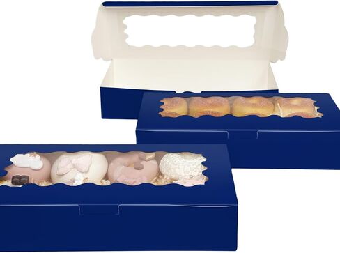 qiqee 50 Packs Pink Cookie Box with Window 12x5.5x2.5 Inch Two Uses Pastry Biscuit Bakery Box For Packaging in Saudi Arabia