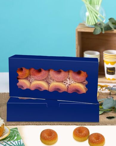 qiqee 50 Packs Pink Cookie Box with Window 12x5.5x2.5 Inch Two Uses Pastry Biscuit Bakery Box For Packaging in Saudi Arabia