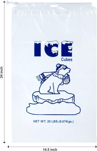 Infinite Pack Plastic Ice Bags 20 Lb. with Draw String Closure Pack 250 in Saudi Arabia