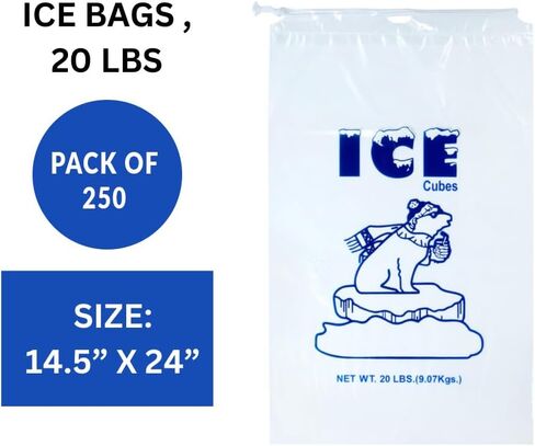 Infinite Pack Plastic Ice Bags 20 Lb. with Draw String Closure Pack 250 in Saudi Arabia