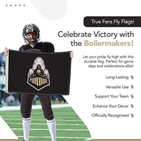 Purdue Boilermakers College Sports Printed Flag - NCAA Licensed - Super Polyester Knit - 2' x 3' School Banner (White, Gold) in Kuwait