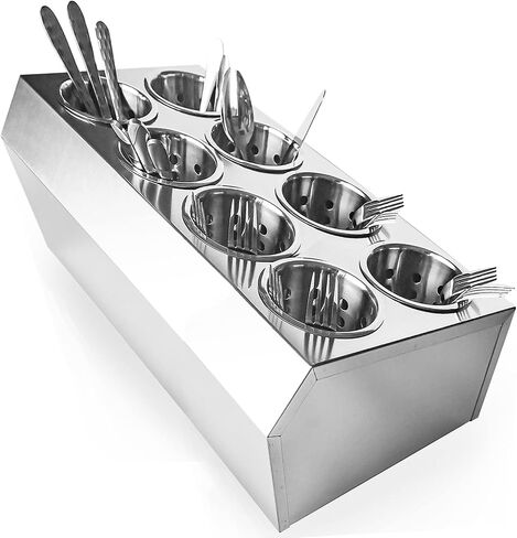 Commercial 6-Hole Stainless Steel Cylinder Flatware Silverware Utensil Holder Organizer Caddy in Saudi Arabia