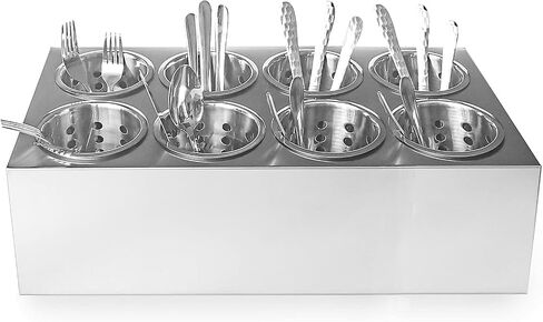 Commercial 6-Hole Stainless Steel Cylinder Flatware Silverware Utensil Holder Organizer Caddy in Saudi Arabia