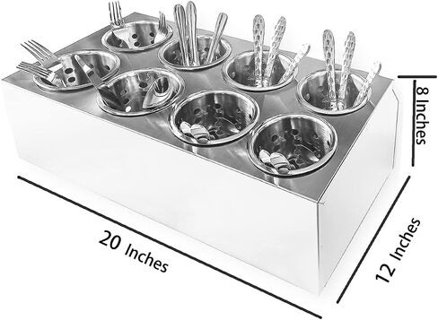 Commercial 6-Hole Stainless Steel Cylinder Flatware Silverware Utensil Holder Organizer Caddy in Saudi Arabia