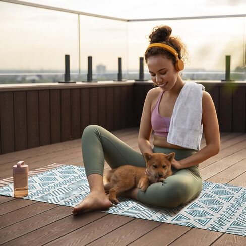 nuveti Cotton Yoga Mat - Cotton Yoga Rug - Absorbent, Grippy Tight Weave, Ashtanga and Hot Yoga Rug, Helps with Slippery Hands and Feet Yoga & Fitness| Meditation Yoga Exercise Mat in Kuwait