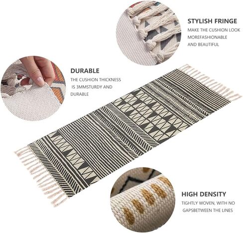 سجادة يوجا قطنية من نوفيتي - سجادة يوجا قطنية - نسيج محكم ماص ومحكم، سجادة يوجا أشتانجا وساخنة، تساعد في التعامل مع الأيدي والأقدام الزلقة لليوجا واللياقة البدنية| بساط تمارين اليوغا للتأمل in Kuwait