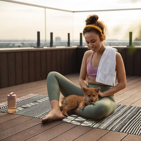 سجادة يوجا قطنية من نوفيتي - سجادة يوجا قطنية - نسيج محكم ماص ومحكم، سجادة يوجا أشتانجا وساخنة، تساعد في التعامل مع الأيدي والأقدام الزلقة لليوجا واللياقة البدنية| بساط تمارين اليوغا للتأمل in Kuwait