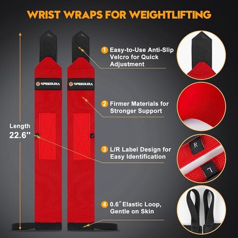 Heavy Duty Cotton 23'' Lifting Straps & 22'' Wrist Wraps Set – Premium Support for Deadlifts, Powerlifting & Strength Training – Weight Lifting Wrist Wraps for Men & Women in Saudi Arabia