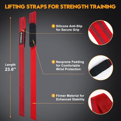 Heavy Duty Cotton 23'' Lifting Straps & 22'' Wrist Wraps Set – Premium Support for Deadlifts, Powerlifting & Strength Training – Weight Lifting Wrist Wraps for Men & Women in Saudi Arabia