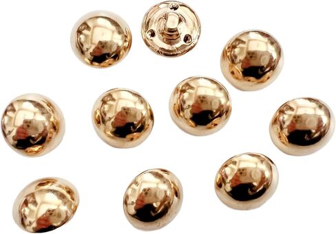 PEPPERLONELY 10PC Simple Dome Metal Buttons for Clothing, Jeans, Crafts, Pants, Blazer, Sewing, Jacket, Jewlery Making (Gold, 18mm) in Kuwait