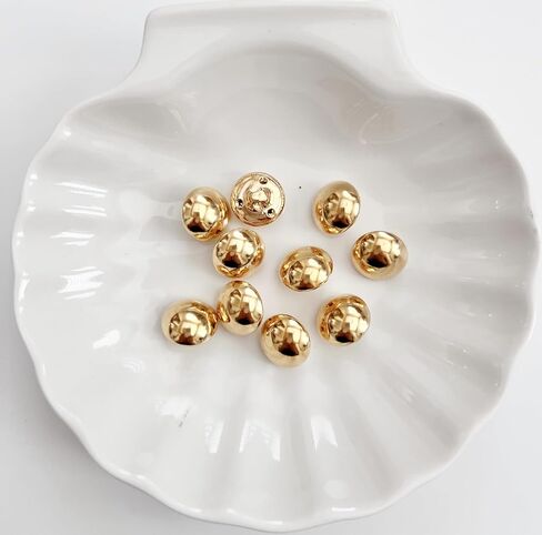 PEPPERLONELY 10PC Simple Dome Metal Buttons for Clothing, Jeans, Crafts, Pants, Blazer, Sewing, Jacket, Jewlery Making (Gold, 18mm) in Kuwait