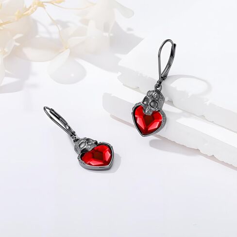 Skull Earrings 925 Sterling Silver with Crystal Skull Dangle Drop Earrings Skull Goth Jewelry Halloween Christmas Decorations Jewelry Gifts for Women Girls in Kuwait