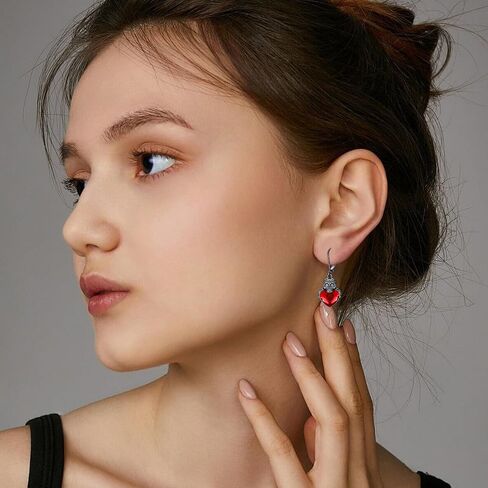 Skull Earrings 925 Sterling Silver with Crystal Skull Dangle Drop Earrings Skull Goth Jewelry Halloween Christmas Decorations Jewelry Gifts for Women Girls in Kuwait