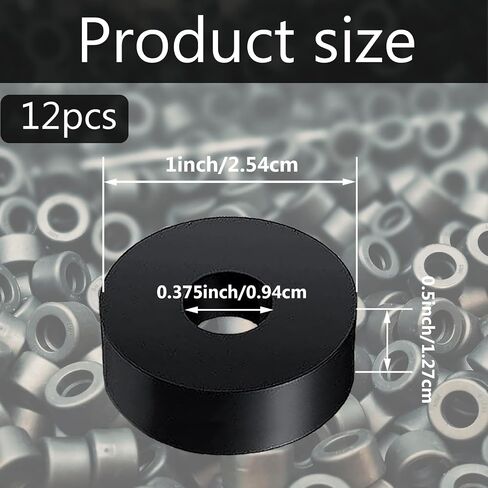 12 PCS Black Thick Rubber Washers 1 1/2 Inch OD 1/2 Inch ID 2/5 Inch Thick Vibration Dampening Washer Anti-Noise Washers Anti Vibration Pads Rubber Pads in Saudi Arabia