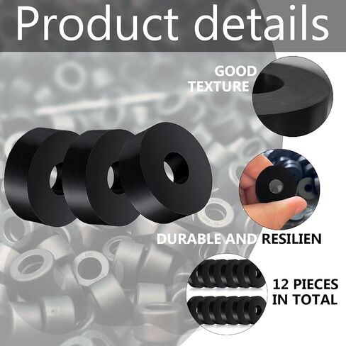 12 PCS Black Thick Rubber Washers 1 1/2 Inch OD 1/2 Inch ID 2/5 Inch Thick Vibration Dampening Washer Anti-Noise Washers Anti Vibration Pads Rubber Pads in Saudi Arabia