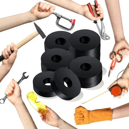 12 PCS Black Thick Rubber Washers 1 1/2 Inch OD 1/2 Inch ID 2/5 Inch Thick Vibration Dampening Washer Anti-Noise Washers Anti Vibration Pads Rubber Pads in Saudi Arabia