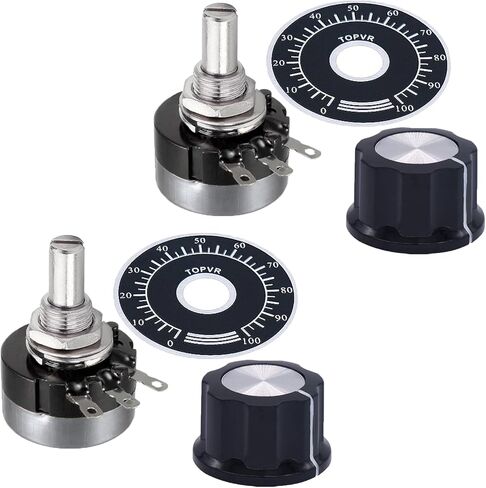 2PCS RV24YN20S B102 1K ohm Single Turn Carbon Film Rotary Taper Potentiometer+2PCS A03 Knob + 2PCS Dials in Kuwait