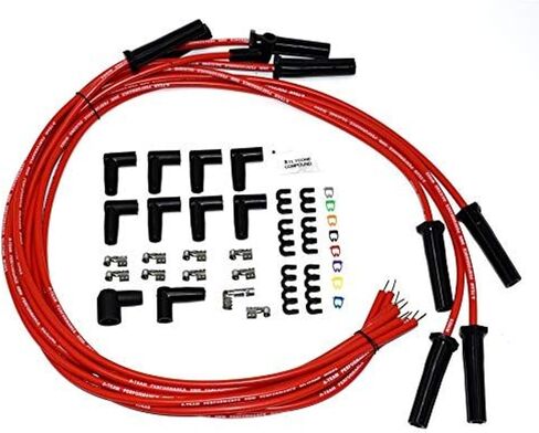 A-Team Performance - Silicone High Performance Spark Plug Wire Set Universal Fit V8 V6 Plus Coil Wire - Compatible with Buick Cadillac Chevy GMC Ford Mopar Oldsmobile Pontiac 8.0mm (Red) in Kuwait