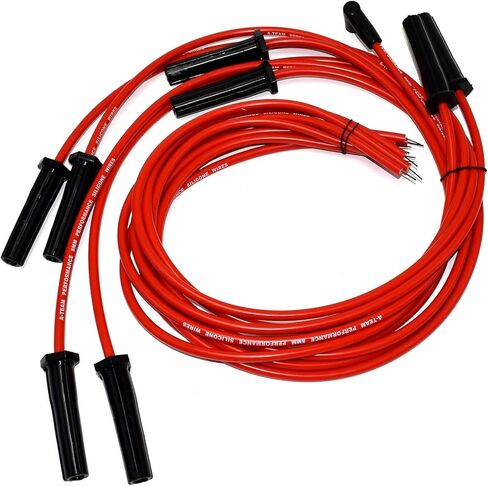 A-Team Performance - Silicone High Performance Spark Plug Wire Set Universal Fit V8 V6 Plus Coil Wire - Compatible with Buick Cadillac Chevy GMC Ford Mopar Oldsmobile Pontiac 8.0mm (Red) in Kuwait