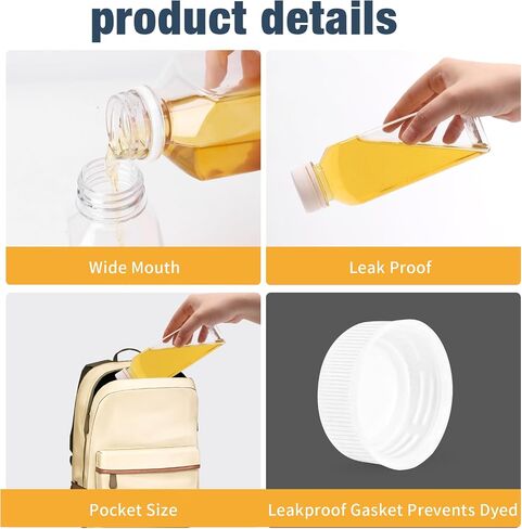 6 Pcs 14 Ounce Plastic Juice Bottle, Bulk Beverage Containers, Drink Containers for Milk, Juice, Drinks Bottle Black Lid in Saudi Arabia