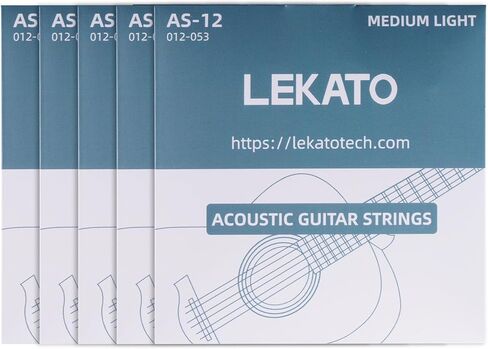 LEKATO Acoustic Guitar Strings Phosphor Bronze Coated Acoustic Guitar Strings with Ball End 10 Set of 6 Hex Steel String(12-53) in Kuwait