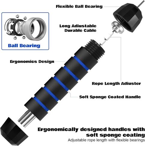 Vinsot 2 in 1 Jump Rope Weighted Cordless Jump Rope with Ball Ropeless Skipping Rope with Adjustable Steel Bearings Soft Foam Handles Rapid Speed Jump Rope for Women Men Kid Fitness Workouts in Saudi Arabia