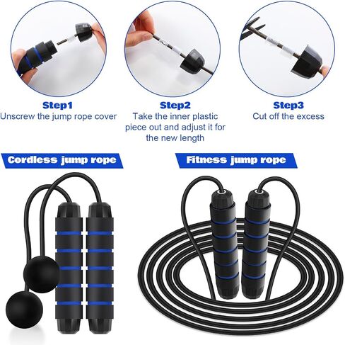 Vinsot 2 in 1 Jump Rope Weighted Cordless Jump Rope with Ball Ropeless Skipping Rope with Adjustable Steel Bearings Soft Foam Handles Rapid Speed Jump Rope for Women Men Kid Fitness Workouts in Saudi Arabia