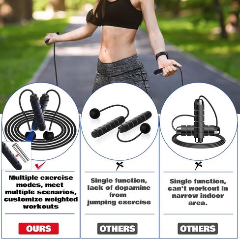 Vinsot 2 in 1 Jump Rope Weighted Cordless Jump Rope with Ball Ropeless Skipping Rope with Adjustable Steel Bearings Soft Foam Handles Rapid Speed Jump Rope for Women Men Kid Fitness Workouts in Saudi Arabia