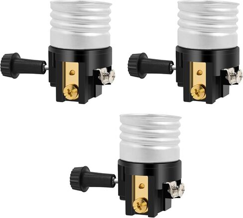 UL Listed E26 Light Socket ，Baocuz Lamp Socket Replacement with ON/Off Switch Knob，Lamp Parts Repair Parts for Table Lamp, Floor Lamp （2 Pack） in Saudi Arabia