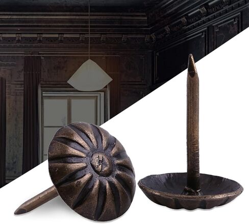 Elegant Vintage Door Nails, 100pc Vintage Upholster Nails Bronze Metal Tag Furniture Sofa Shoe Door Decorative Tack Stud Antique Upholstery Decorative Tacks Nails Pins Assortment Kit(21 * 21mm) in Saudi Arabia