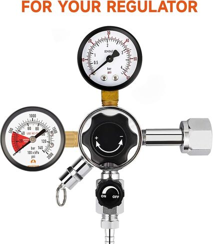 مقياس ضغط Roastove 2 بوصة لمنظم برميل البيرة CO2، مقياس منظم، 0-3000 رطل لكل بوصة مربعة، خيط اليد اليسرى، مع 2 حشوات إغلاق إضافية ومشابك خرطوم in Kuwait