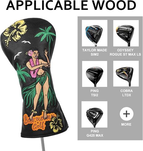 1pc Golf Club Head Cover Driver Headcover 3 Wood Hybrid Rescue Head Cover or 3pcs Golf Headcovers Set 1 3 H, Premium Faux Leather Hawaii Style Fairway Hybrid Headcovers in Saudi Arabia