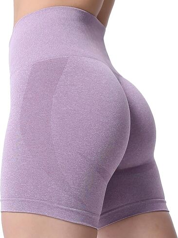 شورت Aoxjox Contour بدون خياطة للنساء شورت عالي الخصر للتمرين في صالة الألعاب الرياضية شورت غنيمة للجري واليوجا 5 بوصة in Kuwait
