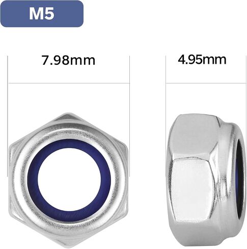 50Pcs 5/16-18 Lock Nuts, Nylon Insert Locknuts 304 Stainless Steel 18-8 SS Self-Locking Nuts, Coarse Thread Hex Nylock Nuts in Kuwait