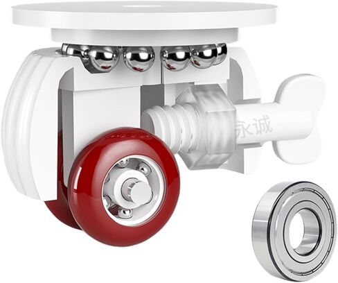 12 Pack Self-Adhesive Swivel Caster Wheels with Brake, Durable POM Material, 360° Silent Rotation for Furniture, Plant Pots, and Heavy-Duty Applications (Black-red Wheels) in Saudi Arabia