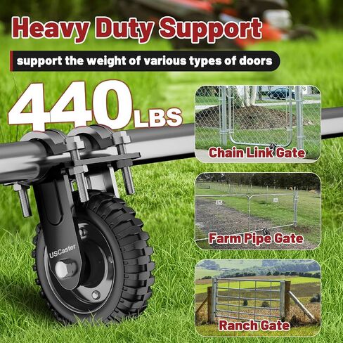 Gate Wheel for Metal Tube Gate with 1-1/4" Thru 2-1/4" OD,8 Inch Gate Caster,Heavy Duty Farm Gate Wheel for Metal Swing Gate Fence Support,550LBS Capacity (Red,1 Pack) in Saudi Arabia