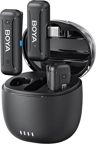 BOYA BY-WM3T-M2 Wireless Lavalier Microphone for Camera, 30H Battery Life with Charging Case, Noise Cancellation, 328ft Range, 3.5mm Camera Microphone for Vlogging Video Recording Interview YouTube in Saudi Arabia