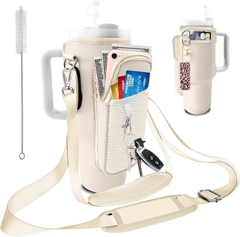 حقيبة حامل ستانلي لـ Stanley 40oz/30oztumbler مع الهاتف مع حزامين قابل للتعديل ، 3 جيوب زجاجة كأس الحاملة كيس وحالة ، إكسسوارات للمشي لمسافات طويلة in Kuwait
