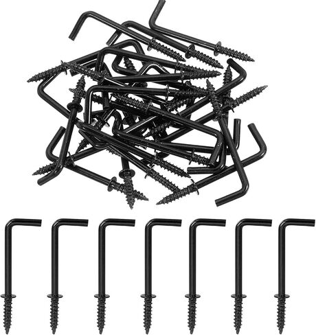Gun Black 2 Inch Square Bend Hooks Screw Hooks L Hooks Screw in for Hanging Heavy Duty Wall Mounting Hardware（30PCS in Saudi Arabia