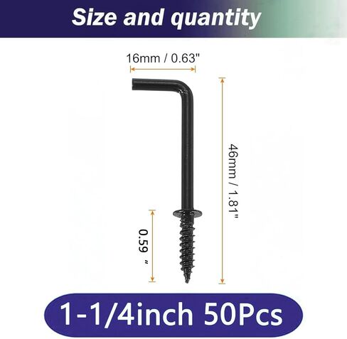 Gun Black 2 Inch Square Bend Hooks Screw Hooks L Hooks Screw in for Hanging Heavy Duty Wall Mounting Hardware（30PCS in Saudi Arabia