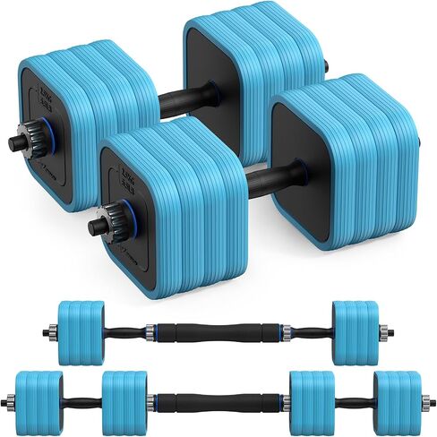 Adjustable Dumbbells Set, MERACH 4 in 1 Hand Weights Dumbbells Set with Connector Used as Dumbbell, Barbell, Push up Stand, Weight Plate, 22/35/44/66/88lbs in Saudi Arabia