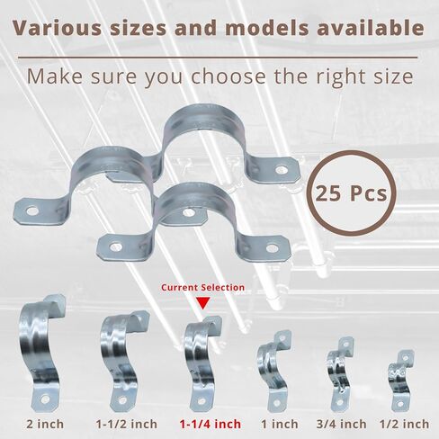 1 Inch Pipe CLamps, Metal U Brackets, 2 Holes Conduit Straps, Rigid Pipe Straps, Secure Mounting for EMT Conduits, Rust Resistant Straps, Zinc-Plated for Reliable Installation(50PCS) in Saudi Arabia