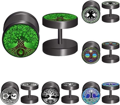 FLYUN 6Pairs Norse Viking Earrings for Men Fake Gauges Earrings Faux Plug Mens Viking Divination Earrings in Kuwait