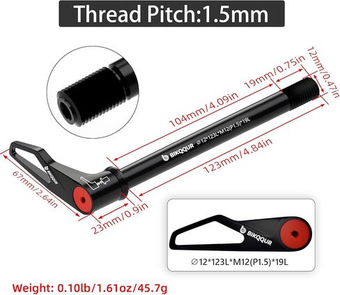 Bicycle Hub Thru Axle Adapter, Aluminum Alloy Bike Thru Axle Boost Forks Quick Release with Adjustable Revolve Handle, Thread Pitch: 1.5mm (Axle Length:12mm x 120mm/ 123mm/ 165mm/ 171mm/ 175mm) in Saudi Arabia
