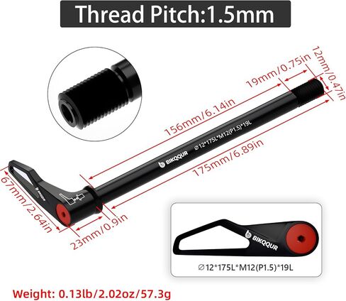 Bicycle Hub Thru Axle Adapter, Aluminum Alloy Bike Thru Axle Boost Forks Quick Release with Adjustable Revolve Handle, Thread Pitch: 1.5mm (Axle Length:12mm x 120mm/ 123mm/ 165mm/ 171mm/ 175mm) in Saudi Arabia