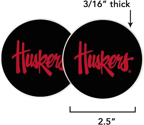 Desert Cactus University of Nebraska Car Coaster Huskers GBR NU Huskers Absorbent Sandstone Car Cup Coasters Set of 2 (Design A) in Saudi Arabia
