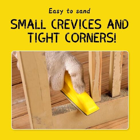 POLIWELL Micro Sander Tool, Detail Finger Sander for Crafts, 80 PCS Wet Dry Sandpaper 80 120 150 180 240 320 400 600 Grit + 3.5" x 1" Mini Handle Sanding Block for DIY, Wood, Metal and Narrow Spaces in Saudi Arabia