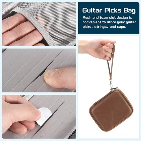 MECCANIXITY Guitar Picks Holder Box Artificial PU Leather Acoustic Electric Guitar Pick Case Bag Dark Blue in Saudi Arabia